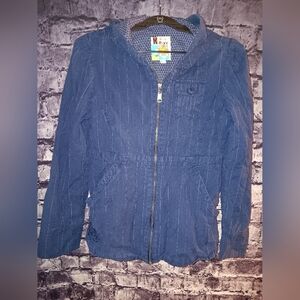 Roxy Blue with Pinstripes Zip up Jacket sz Large